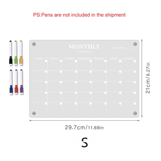 TYU370 Monthly Plan Message Board Acrylic Refrigerator Magnet Note Board