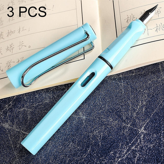 3 PCS School Office Extra Fine Titanium Alloy Nib Transparent Piston Fountain Pen(Black), Random Delivery(0.5mm/0.38mm Nib)