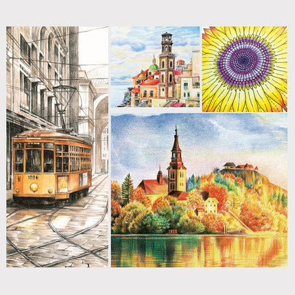 Professional Art Sketch Coloring Books Drawing Vibrant Colors 48-color Wooden Colored Pencils Set, 48-color