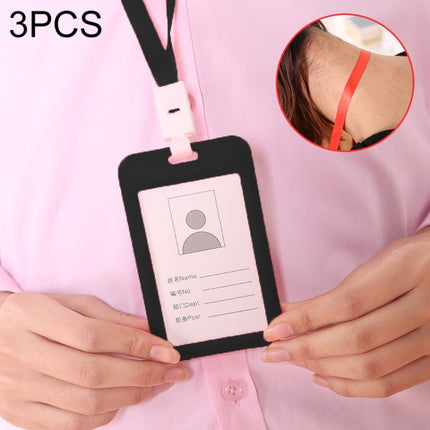 3 PCS Credit Card Holders PU Bank Card Neck Strap Bus Card ID Card Holder Identity Badge with Lanyard