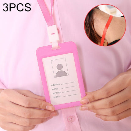 3 PCS Credit Card Holders PU Bank Card Neck Strap Bus Card ID Card Holder Identity Badge with Lanyard