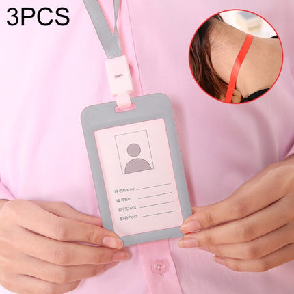 3 PCS Credit Card Holders PU Bank Card Neck Strap Bus Card ID Card Holder Identity Badge with Lanyard