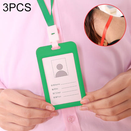 3 PCS Credit Card Holders PU Bank Card Neck Strap Bus Card ID Card Holder Identity Badge with Lanyard