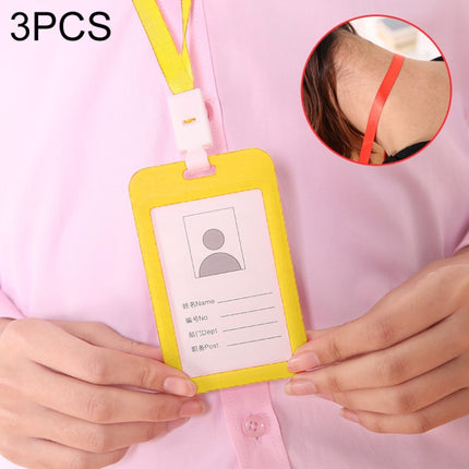 3 PCS Credit Card Holders PU Bank Card Neck Strap Bus Card ID Card Holder Identity Badge with Lanyard