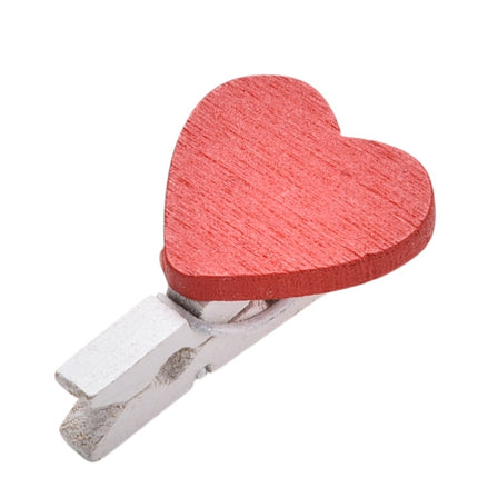 50 PCS Mini Red Heart Love Wooden Photo Paper Peg Pin Clothespin Craft Postcard Clips