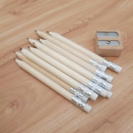 12 PCS Sharpened Pencil Round Writing Pen Wooden Student Stationery with Eraser, HB