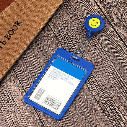 2 PCS ID Easy-to-pull Buckle Smiling Face Holder Name Tag Card Key Badge Retractable Holder