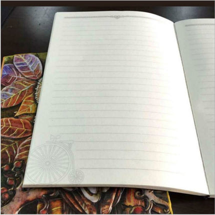 01663 Vintage Thick Handmade Leather Carving Owl Sketchbook Journal Cute Notebook