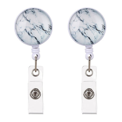 2 PCS Night Starry Sky Marble Crack Puller Retractable Buckle Lanyard Business Key Buckle Card Holder
