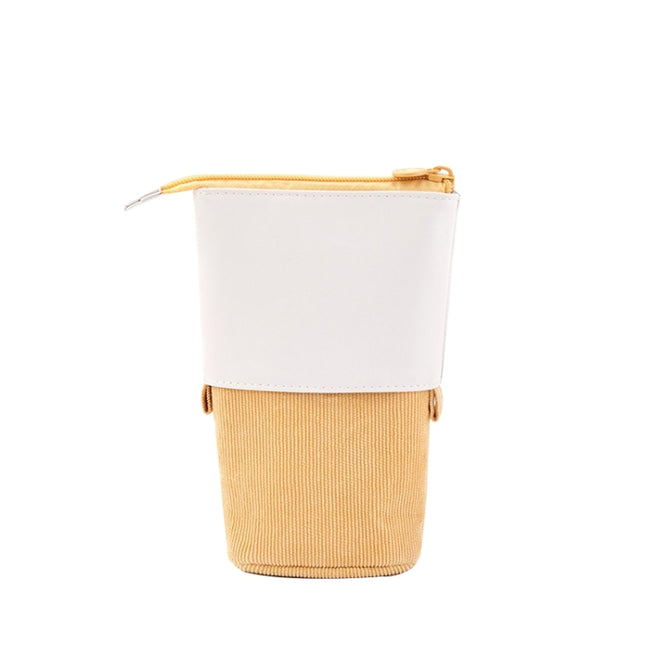 ANGOO Corduroy Retractable Drop-Down Pencil Case Student Stationery Storage Bag