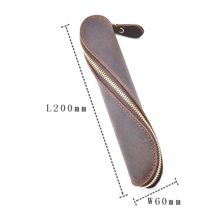 A-T09 S Zipper Crazy Horse Leather Vintage Leather Pen Bag