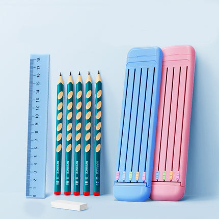 4 in 1 Pencil Eraser Ruler Stationery Box, Athens Blue, Light Pink, Transparent Blue Green