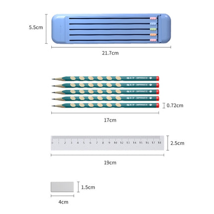 4 in 1 Pencil Eraser Ruler Stationery Box, Athens Blue, Light Pink, Transparent Blue Green