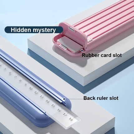 4 in 1 Pencil Eraser Ruler Stationery Box, Athens Blue, Light Pink, Transparent Blue Green