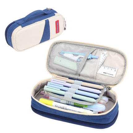 Deer Forest BL-A003 Macaron Large-capacity Double-layer Canvas Pencil Case Stationery Box