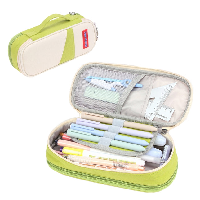 Deer Forest BL-A003 Macaron Large-capacity Double-layer Canvas Pencil Case Stationery Box