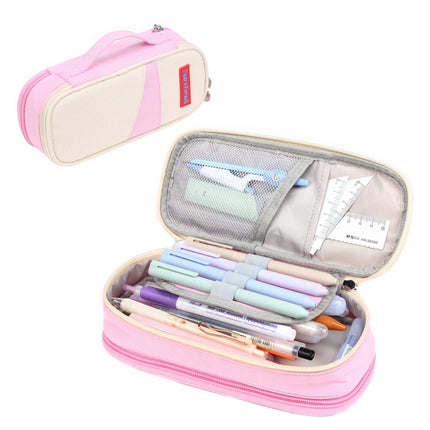 Deer Forest BL-A003 Macaron Large-capacity Double-layer Canvas Pencil Case Stationery Box
