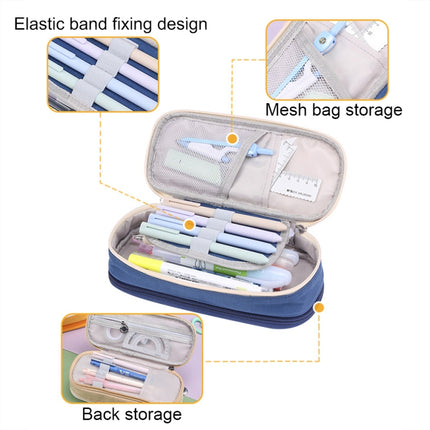 Deer Forest BL-A003 Macaron Large-capacity Double-layer Canvas Pencil Case Stationery Box