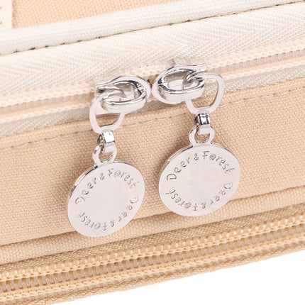 Deer Forest BL-A003 Macaron Large-capacity Double-layer Canvas Pencil Case Stationery Box