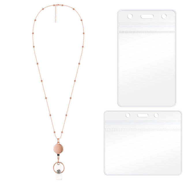 QD-2451 Multifunctional Metal Bead Chain Retractable Pulling Buckle ID Card Holder