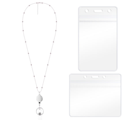 QD-2451 Multifunctional Metal Bead Chain Retractable Pulling Buckle ID Card Holder