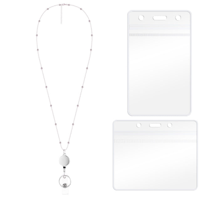 QD-2451 Multifunctional Metal Bead Chain Retractable Pulling Buckle ID Card Holder
