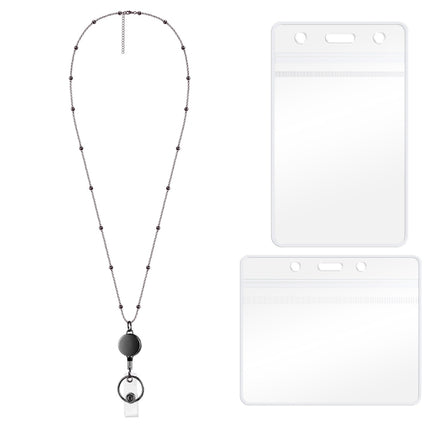 QD-2451 Multifunctional Metal Bead Chain Retractable Pulling Buckle ID Card Holder