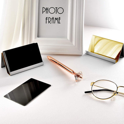 ZT7414 304 Stainless Steel Mirror Desktop Name Card Storage Rack