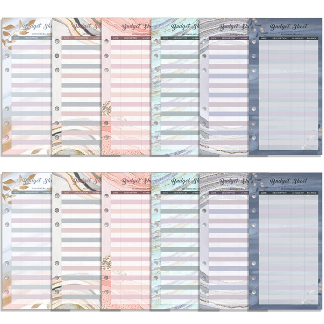 60 Sheets Cash Budget Card Loose-leaf Bookkeeping Replacement Core