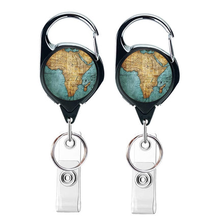 2pcs  65cm Retractable Pull Badge Reel Vintage Compass Map Name Tag Card Badge Holder