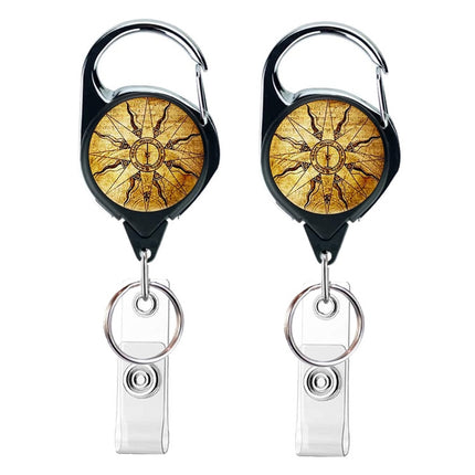 2pcs  65cm Retractable Pull Badge Reel Vintage Compass Map Name Tag Card Badge Holder