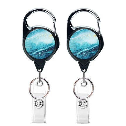 2pcs  65cm Retractable Pull Badge Reel Vintage Compass Map Name Tag Card Badge Holder