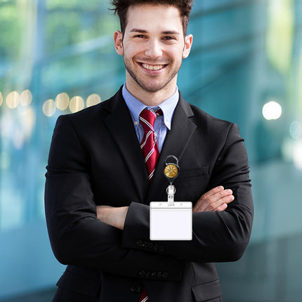 2pcs  65cm Retractable Pull Badge Reel Vintage Compass Map Name Tag Card Badge Holder