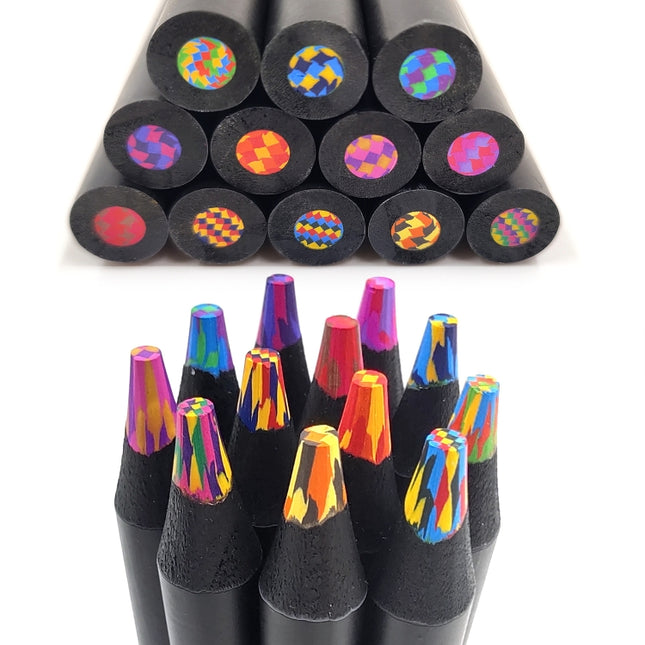 12pcs /Set  Rainbow Pencils Wooden Colored Pencil For Kids Adults Art Drawing