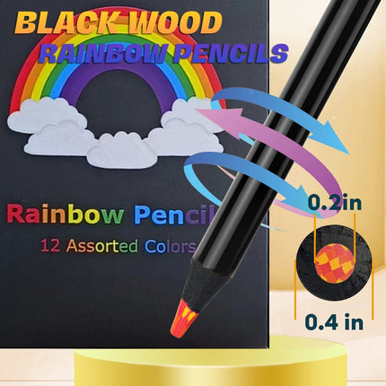 12pcs /Set  Rainbow Pencils Wooden Colored Pencil For Kids Adults Art Drawing