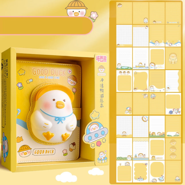 Kabaxiong A5 Size 3D Squishy Destress Cute Notebook Diary 100 Inner Pages, Good Duck, Honey Rabbit, Sweet Girl