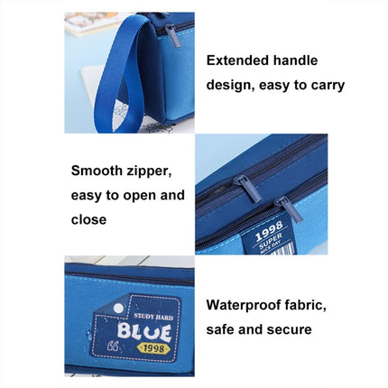 Retro Triangle Design Double-layer Handheld Pencil Case Student Stationery Bag