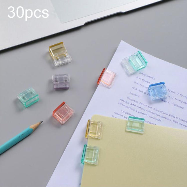 30pcs Anti-Roll Retainer Push-Pull Clip A4 Paper Loose-leaf Clip