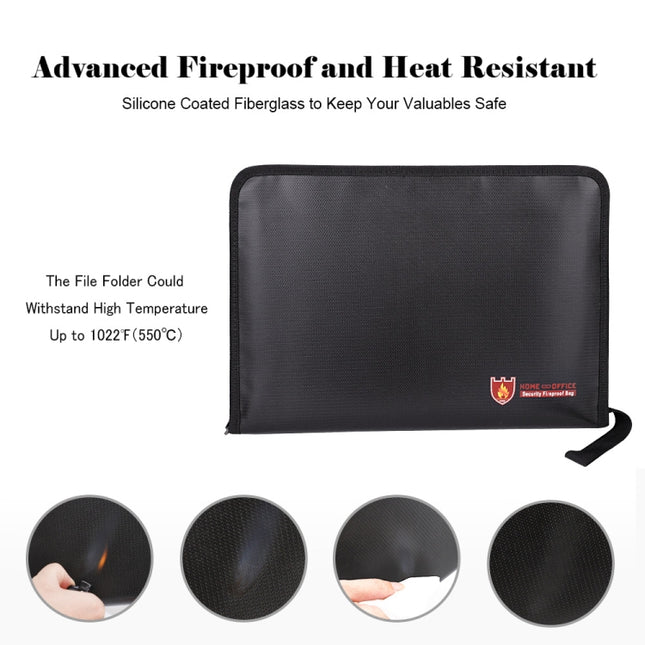 Fireproof Waterproof Accordion File Bag Document Organizer with 13 Pockets A4 Size