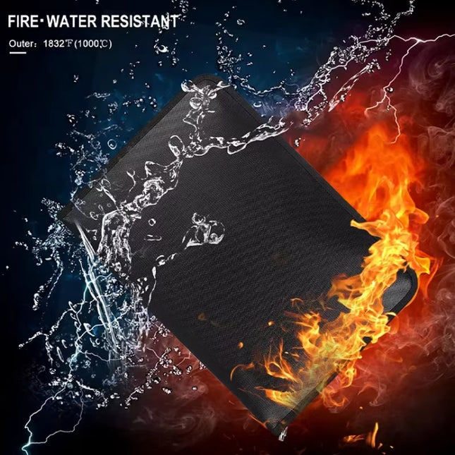 Fireproof Waterproof Accordion File Bag Document Organizer with 12 Pockets A4 Size