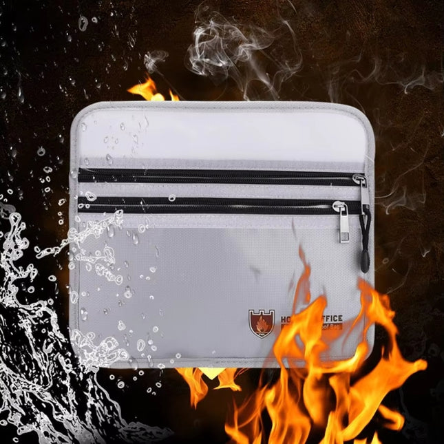 Double Zipper Pockets Fireproof Document Bag Valuables Storage Pouch