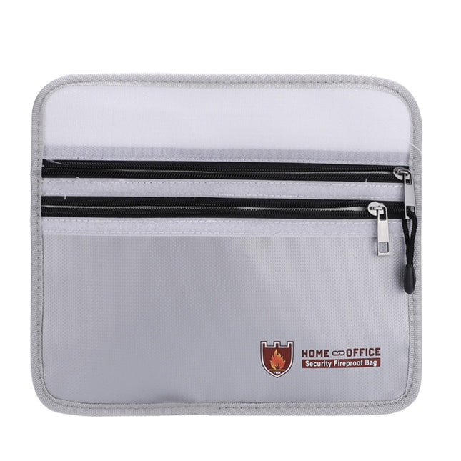 Double Zipper Pockets Fireproof Document Bag Valuables Storage Pouch