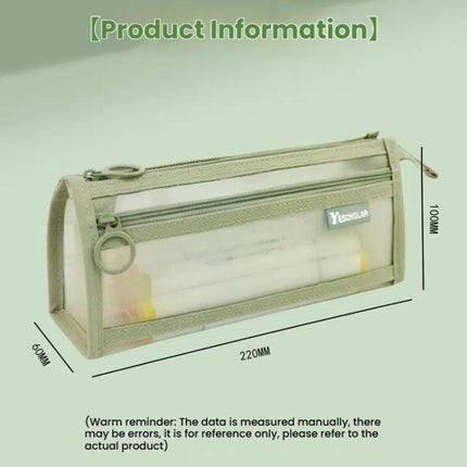 Large Capacity Double-Layer Mesh Pencil Case Triangular Base Design Exam Accessory Pouch