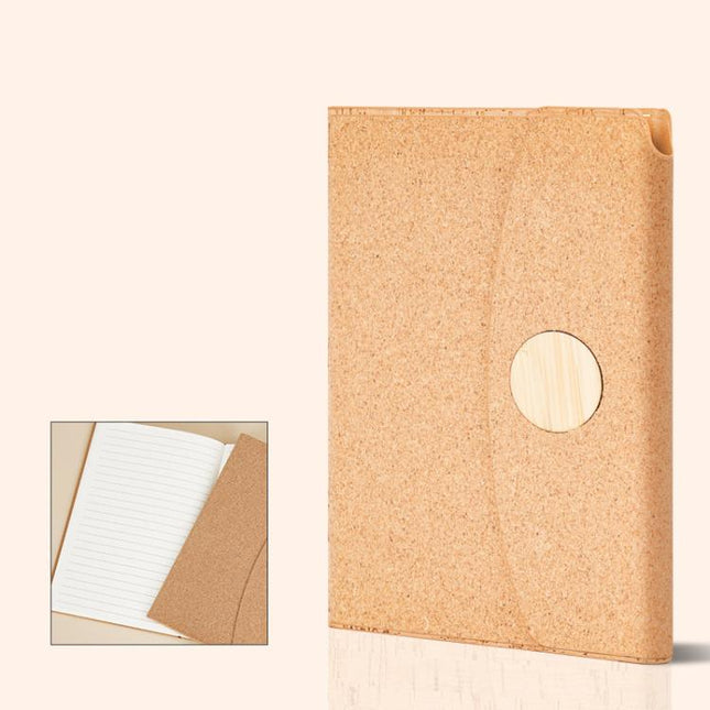 Eco-Friendly Soft Pine Wood Notebook with Pen Holder Tri-Fold A5 Journal with Magnetic Closure