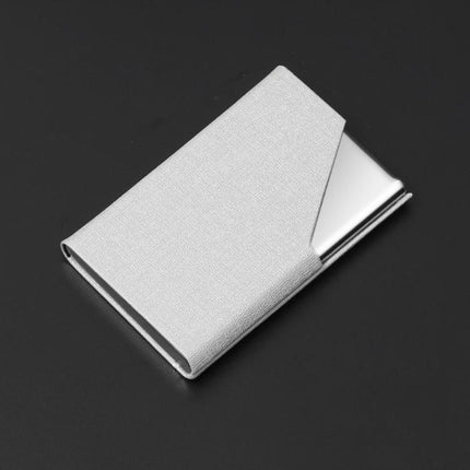 Stainless Steel Business Card Holder with Oracle PU Leather Flip-Top Metal Name Card Case