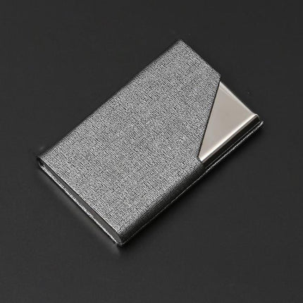 Stainless Steel Business Card Holder with Oracle PU Leather Flip-Top Metal Name Card Case