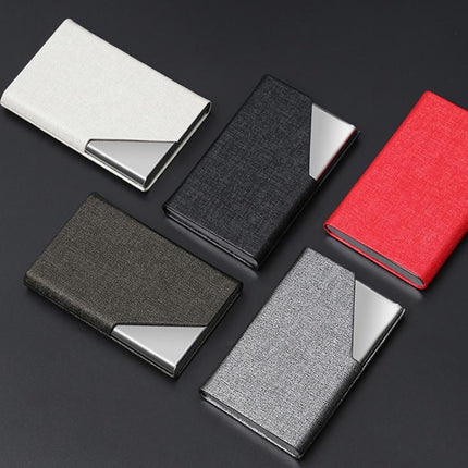 Stainless Steel Business Card Holder with Oracle PU Leather Flip-Top Metal Name Card Case
