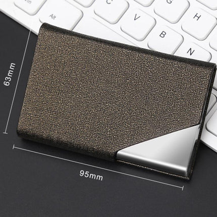 Stainless Steel Business Card Holder with Oracle PU Leather Flip-Top Metal Name Card Case