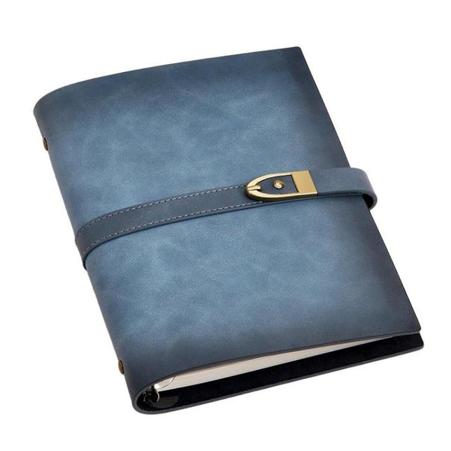 A5 Genuine Leather Travel Journal Refillable Notebook with Vintage Soft Cover & Antique Brass Buckle Closure