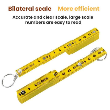 0.5m 10-fold Drawing Measuring Plastic Folding Ruler Portable Keychain